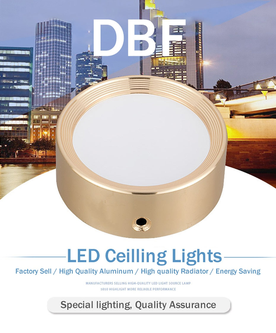 DBF Ultra-thin LED Surface Mount Ceiling Lamp 3W 5W 7W 9W Black/White/Gold Housing Ceiling Spot Lamp for Home Living room Decor