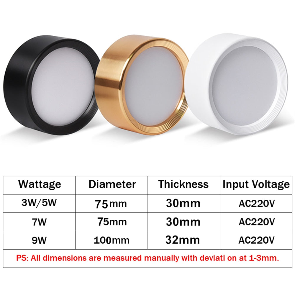 DBF Ultra-thin LED Surface Mount Ceiling Lamp 3W 5W 7W 9W Black/White/Gold Housing Ceiling Spot Lamp for Home Living room Decor