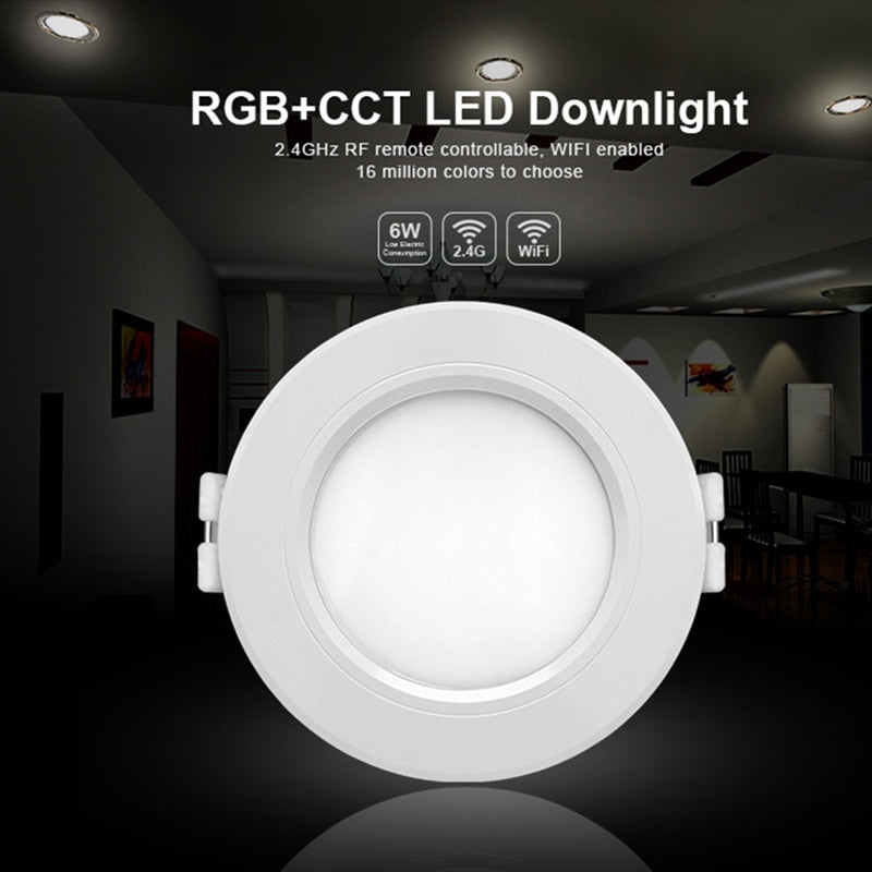 Milight FUT068 AC110V 220V 6W RGB+CCT LED downlight Dimmable 2.4G Wireles Smart Led Lamp Lighting