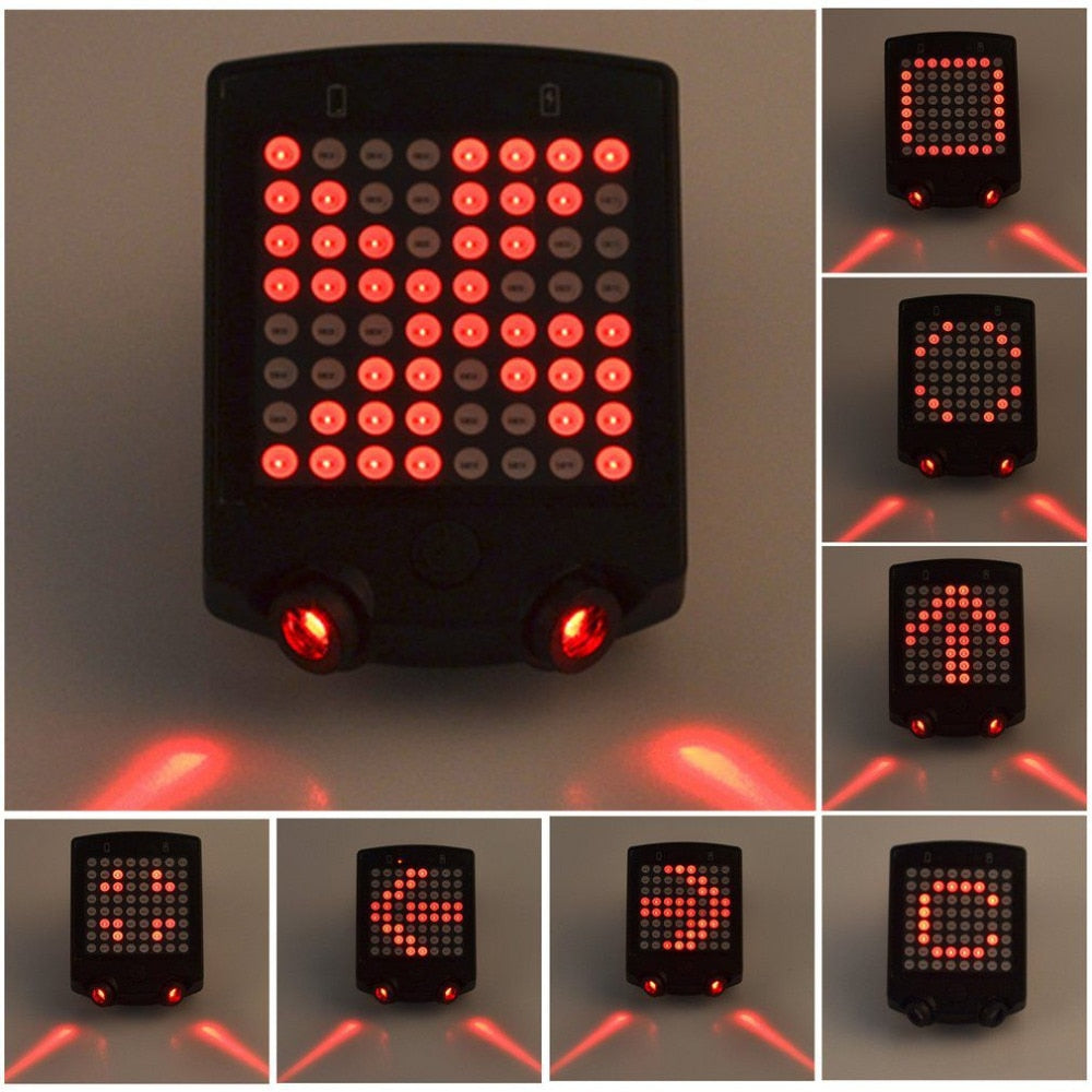 Wireless Bicycle Laser Tail Light Bike Turn Signal Remote Control Safety LED Warning Taillight USB Rechargeable Rear Light