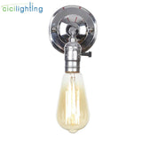 Pull chain switch scones led wall lights Chrome loft style retro vintage iron bedroom wall lamp bedside lampen stair wandlamp