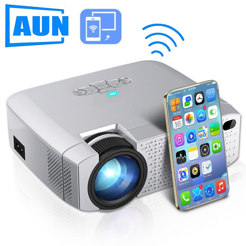 LED Mini Projector D40W,Video Beamer for Home Cinema.1600 Lumens, Support HD, Wireless Sync Display For iPhone/Android Phone