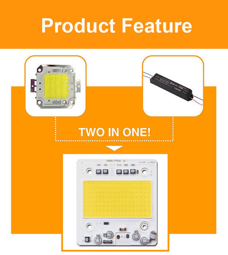 COB LED Chip 100W 50W 30W 20W 10W Smart IC No Need Driver LED SMD Beads FOR Floodlight Spotlight outdoor lamp