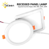 Ultra Bright 6W 8W 15W 20W Led Ceiling Recessed Downlight Round/Square Panel light 1800Lm Led Panel Bulb Lamp Light Cool White
