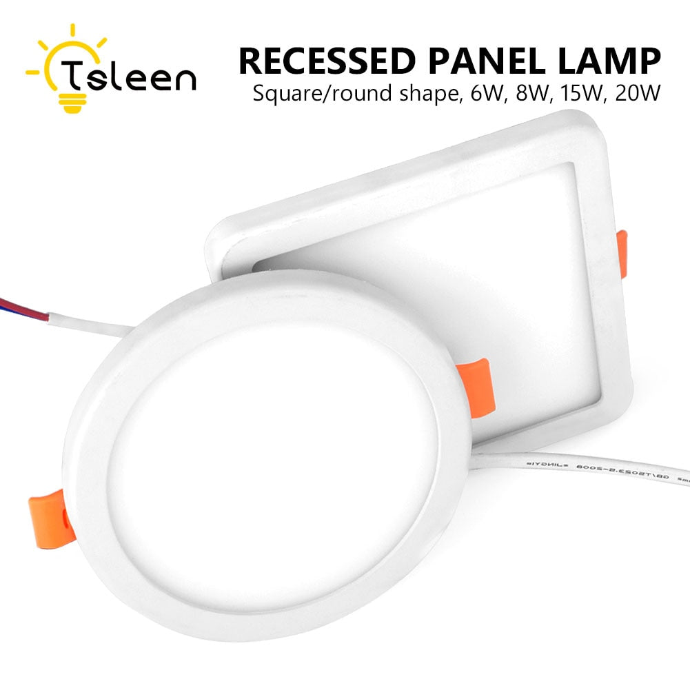 Ultra Bright 6W 8W 15W 20W Led Ceiling Recessed Downlight Round/Square Panel light 1800Lm Led Panel Bulb Lamp Light Cool White