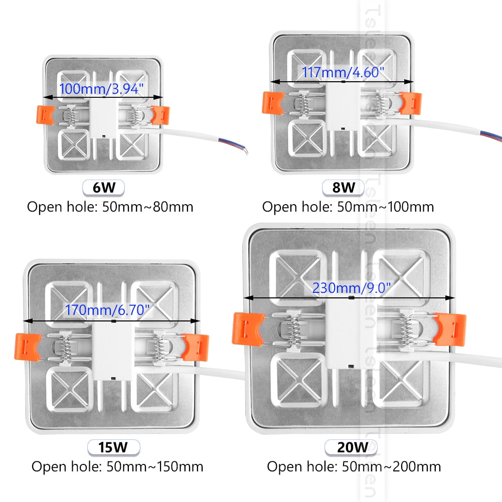 Ultra Bright 6W 8W 15W 20W Led Ceiling Recessed Downlight Round/Square Panel light 1800Lm Led Panel Bulb Lamp Light Cool White