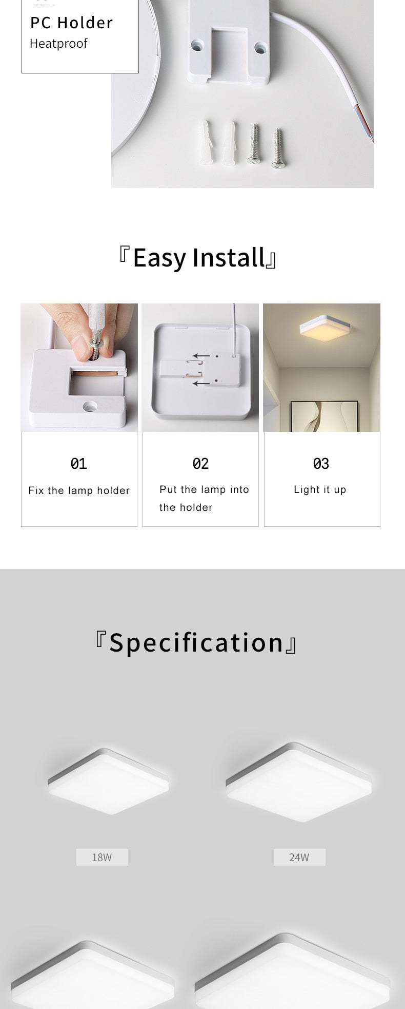 Led Panel Light 18W 24W 36W 48W 220Vac 3000K 6000K living room Indoor Lighting led Ceiling Panel Light