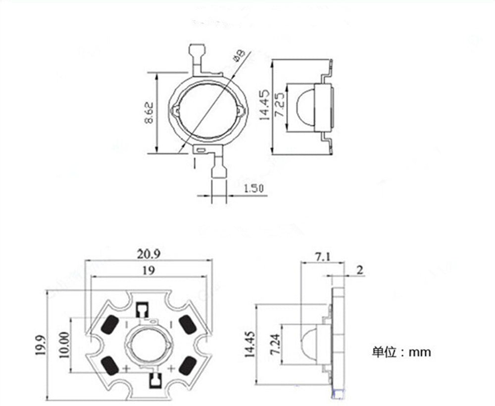 50pcs 1W 3W High Power warm white/cool white /natural white/red/green/Blue/Royal blue/660/UV/IR850/940 LED with 20mm star pcb