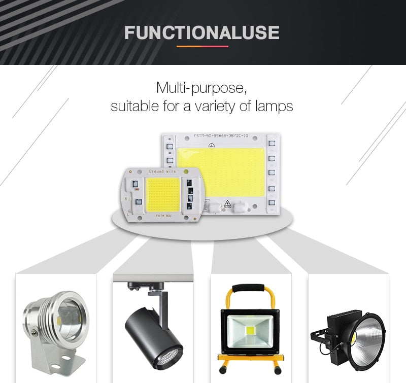 COB LED Chip 220V 50W 30W 20W 10W LED Matrix For Projectors Beads Cob Chip Spotlight for DIY Flood Light Outdoor Chip Lamp
