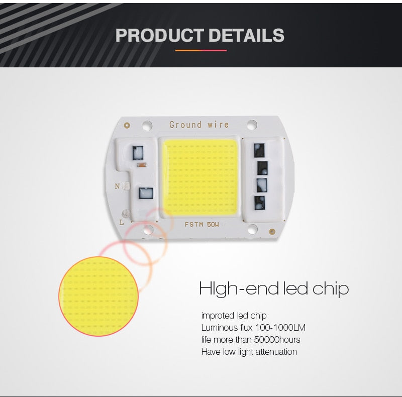 COB LED Chip 220V 50W 30W 20W 10W LED Matrix For Projectors Beads Cob Chip Spotlight for DIY Flood Light Outdoor Chip Lamp