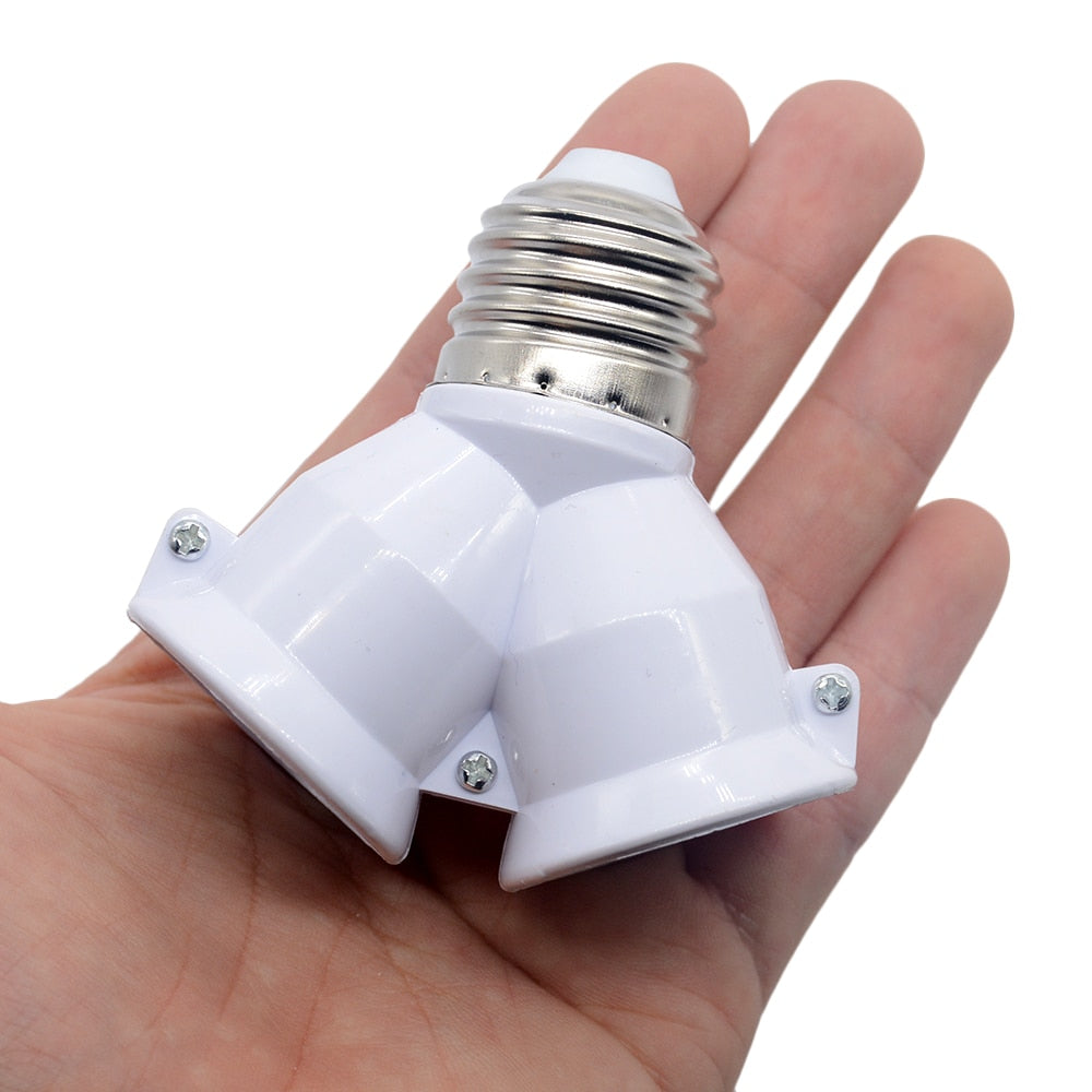 White Color 1Pcs Fireproof Material Converter Socket Conversion Light Bulb Base E27 To 2 E27 Lamp Holder Converter