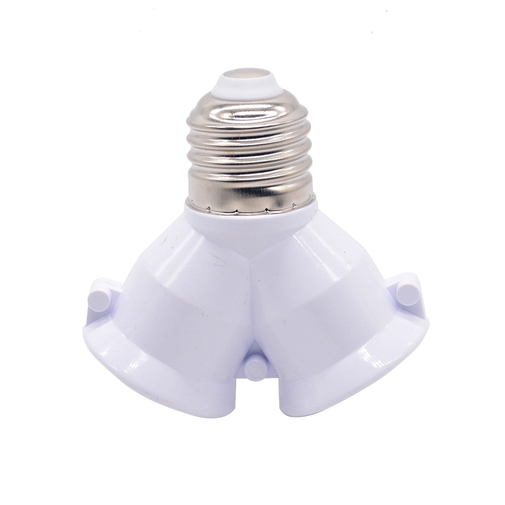 White Color 1Pcs Fireproof Material Converter Socket Conversion Light Bulb Base E27 To 2 E27 Lamp Holder Converter