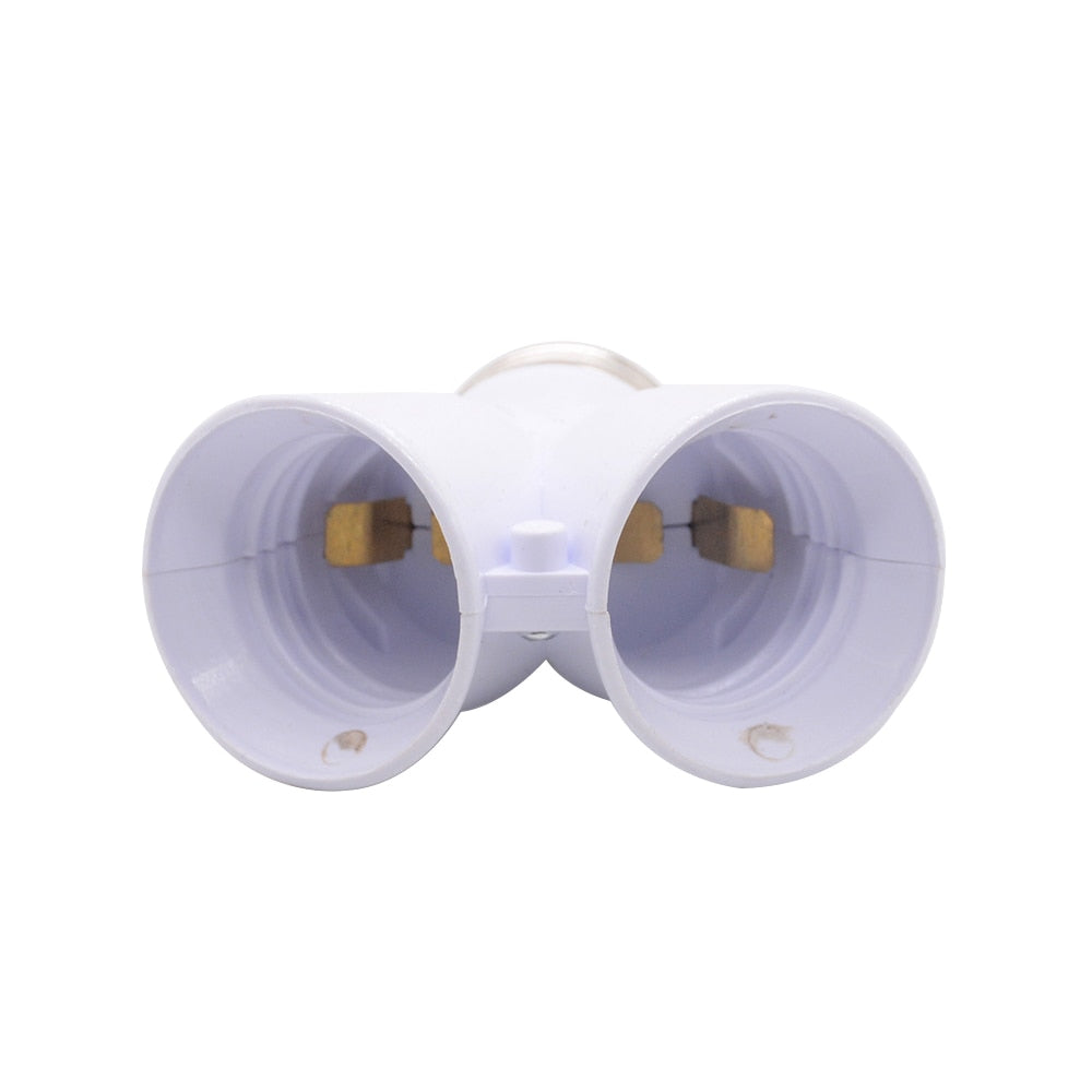 White Color 1Pcs Fireproof Material Converter Socket Conversion Light Bulb Base E27 To 2 E27 Lamp Holder Converter