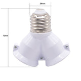 White Color 1Pcs Fireproof Material Converter Socket Conversion Light Bulb Base E27 To 2 E27 Lamp Holder Converter