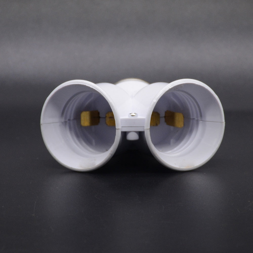 White Color 1Pcs Fireproof Material Converter Socket Conversion Light Bulb Base E27 To 2 E27 Lamp Holder Converter