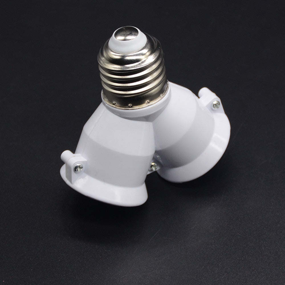 White Color 1Pcs Fireproof Material Converter Socket Conversion Light Bulb Base E27 To 2 E27 Lamp Holder Converter