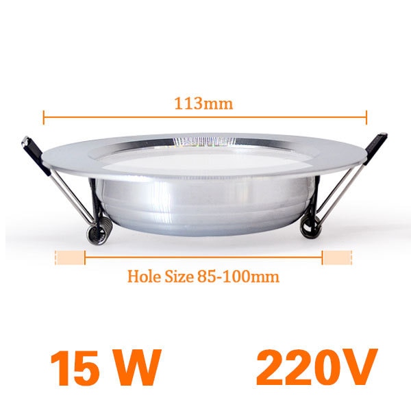 LED Downlight Ceiling silvery 3W 5W 7W 9W 12W 15W 18W Warm white/cold white Bright silver led light AC 220V 230V 240V 110V