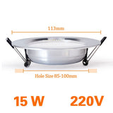 LED Downlight Ceiling silvery 3W 5W 7W 9W 12W 15W 18W Warm white/cold white Bright silver led light AC 220V 230V 240V 110V