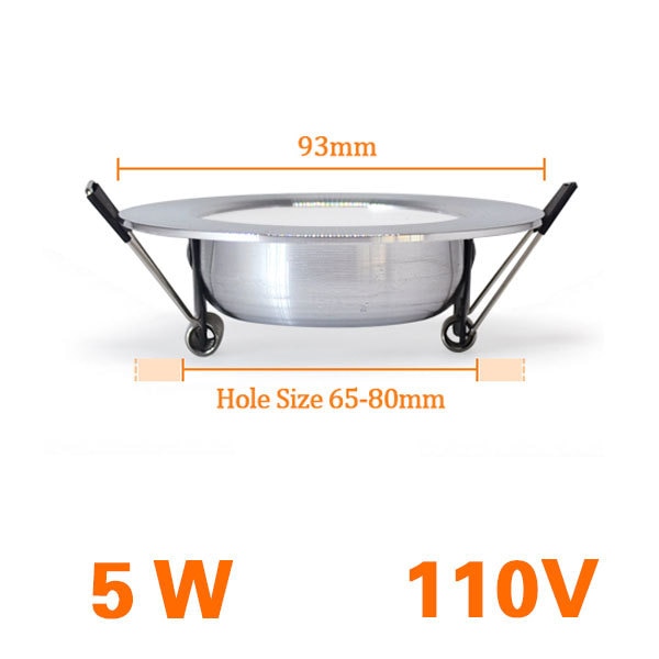 LED Downlight Ceiling silvery 3W 5W 7W 9W 12W 15W 18W Warm white/cold white Bright silver led light AC 220V 230V 240V 110V