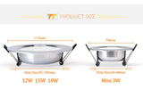 LED Downlight Ceiling silvery 3W 5W 7W 9W 12W 15W 18W Warm white/cold white Bright silver led light AC 220V 230V 240V 110V
