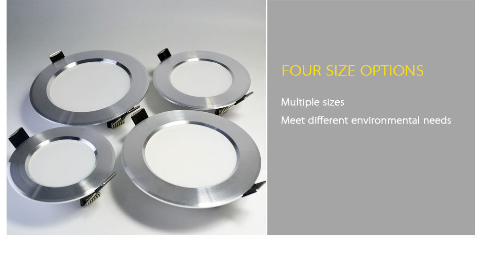 LED Downlight Ceiling silvery 3W 5W 7W 9W 12W 15W 18W Warm white/cold white Bright silver led light AC 220V 230V 240V 110V