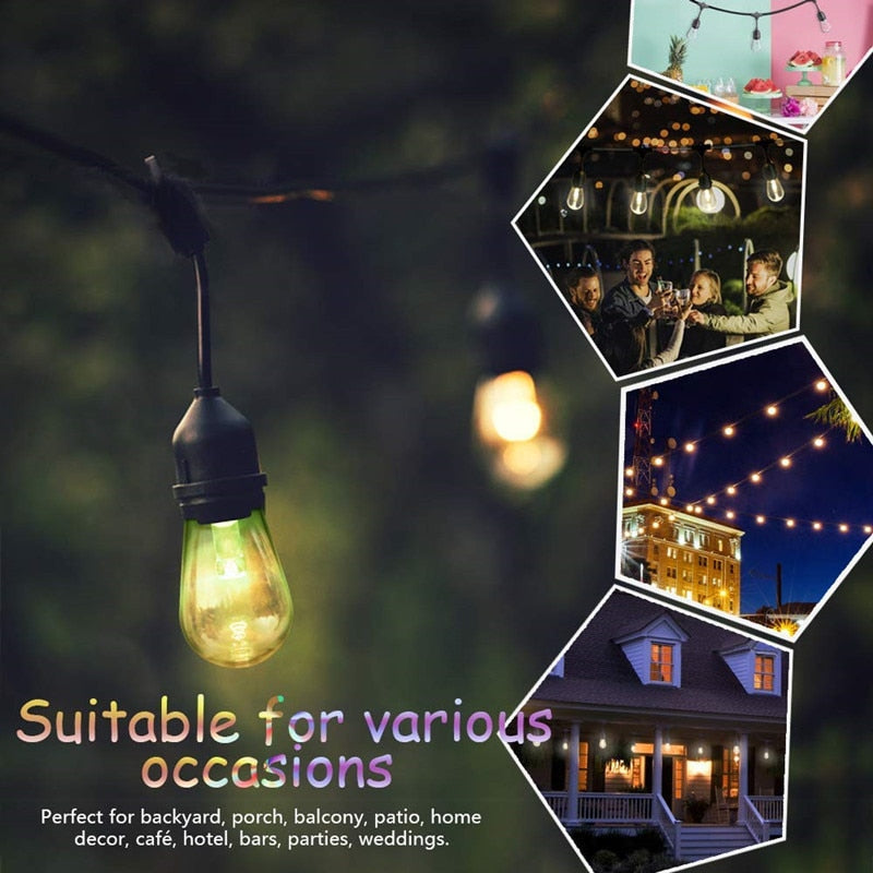 Waterproof Heavy Duty Outdoor RGB LED String lights Connectable Festoon for Party Garden Christmas Holiday Garland Cafe