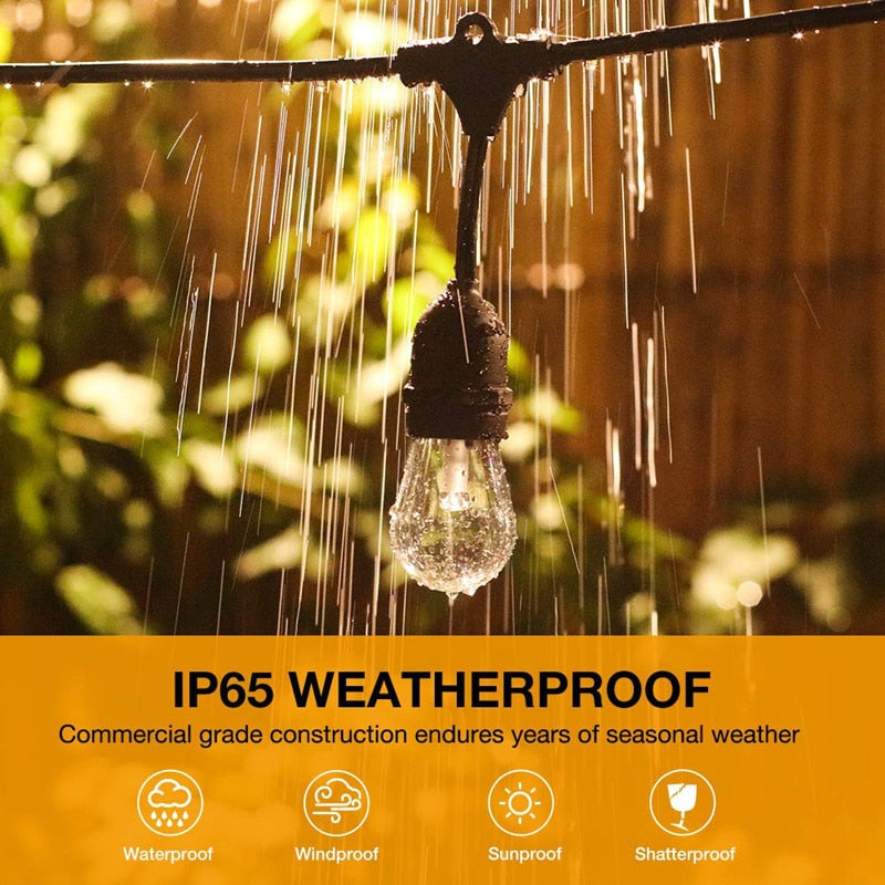 Waterproof Heavy Duty Outdoor RGB LED String lights Connectable Festoon for Party Garden Christmas Holiday Garland Cafe