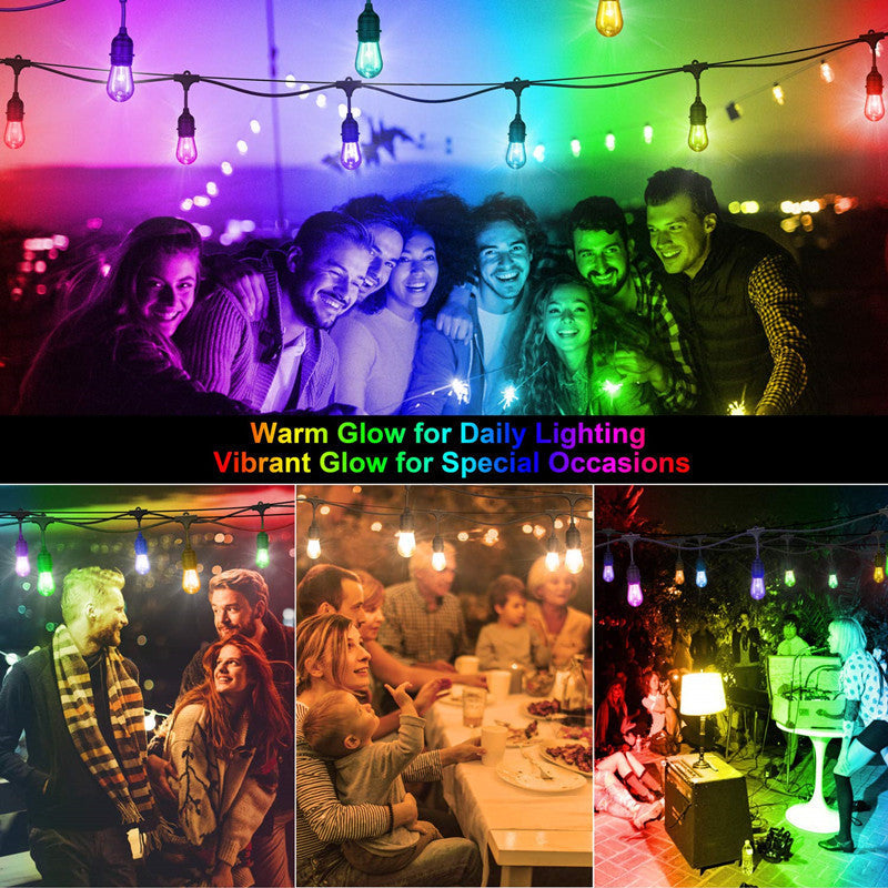Waterproof Heavy Duty Outdoor RGB LED String lights Connectable Festoon for Party Garden Christmas Holiday Garland Cafe