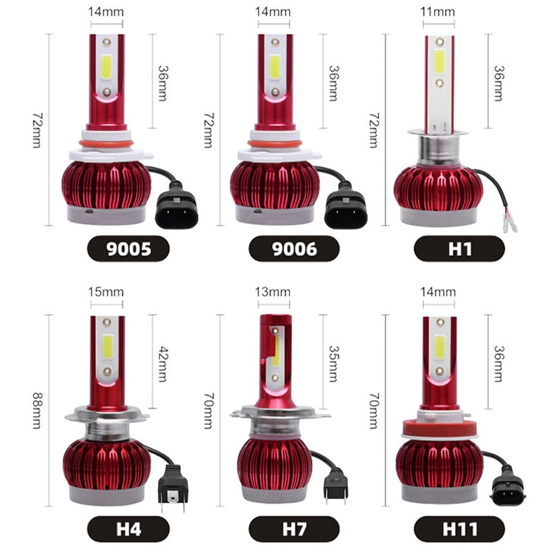 Car Led Headlight 16000LM H1 H3 H7 H8 H9 H11 9005 HB3 9006 HB4 9012 HIR2 H4 9003 Hi/Lo 9004 9007 H13 Auto head Lamp Bulb