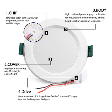 DC 12V Led Downlight 5W 9W 12W 15W 18W Led Ceiling Recessed Grid Downlight Round Recessed Light Low Voltages 12 Volts Lighting