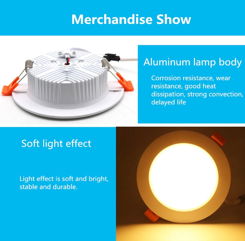 LED Recessed Downlights 9w 12w 15W 18W 20W 24W 30W 3W 5W 7W Down Lamps 220V SMD 5730 Spot Indoor Ceiling Panel Lighting