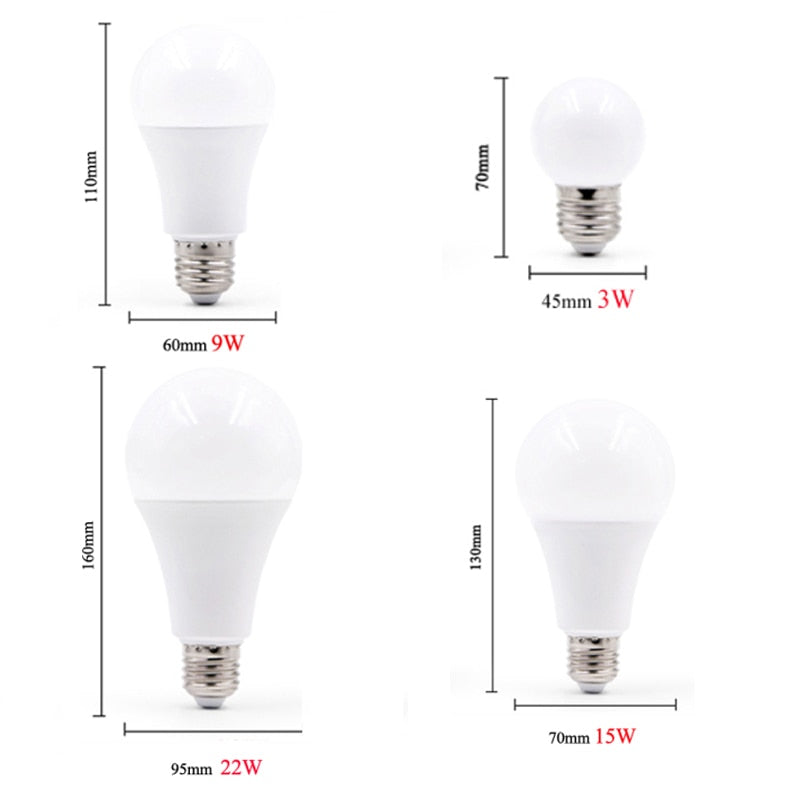LED Lamp E27 B22 LED Bulb AC85-265V 22W 15W 9W 3W White Cold Light Lampada LED Spotlight Table Lamp Energy Saving LED Light