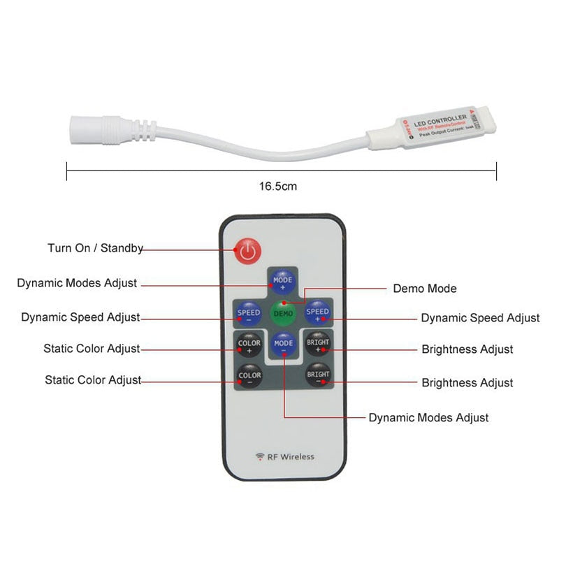 RF RGB Controller Mini RF Wireless LED Remote Controller for RGB 5050/3528 LED Lights Strips RGB RF Controller
