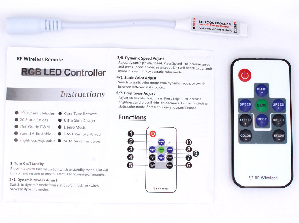 Mini Rf Rgb Remote Control Code RF RGB Controller Mini RF Wireless LED Remote Controller for RGB 5050 ...