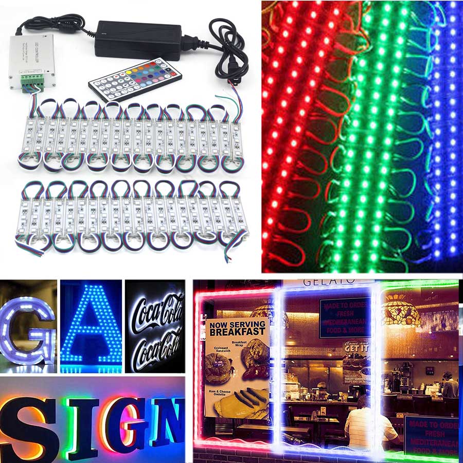 Module Light 3 LED DC12V Waterproof IP65 Light SMD 5050 LED Store Window Advertising Sign Strip Lamp Modules Lights RGB Color