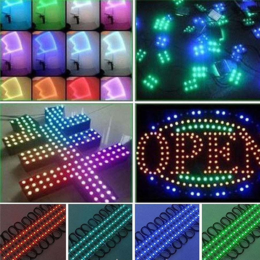 Module Light 3 LED DC12V Waterproof IP65 Light SMD 5050 LED Store Window Advertising Sign Strip Lamp Modules Lights RGB Color