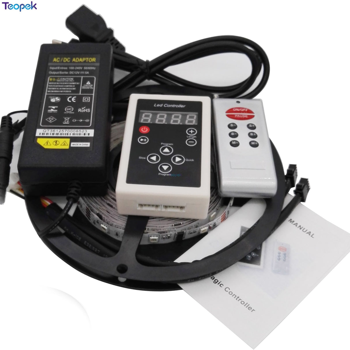 IC Dream Color RGB LED Strip 5050 30LED/m IP20/IP67 Waterproof 5M + 133 Program RF Magic Controller +12v 5a Power Adapter 6803