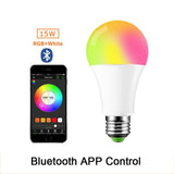 Bluetooth E27 RGBW LED Bulb Lights 5W 10W 15W RGB 110V 220V Lampada Changeable Colorful RGBWW LED Lamp With Remote+Memory Mode