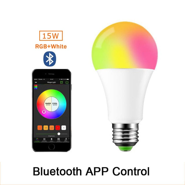 Bluetooth E27 RGBW LED Bulb Lights 5W 10W 15W RGB 110V 220V Lampada Changeable Colorful RGBWW LED Lamp With Remote+Memory Mode