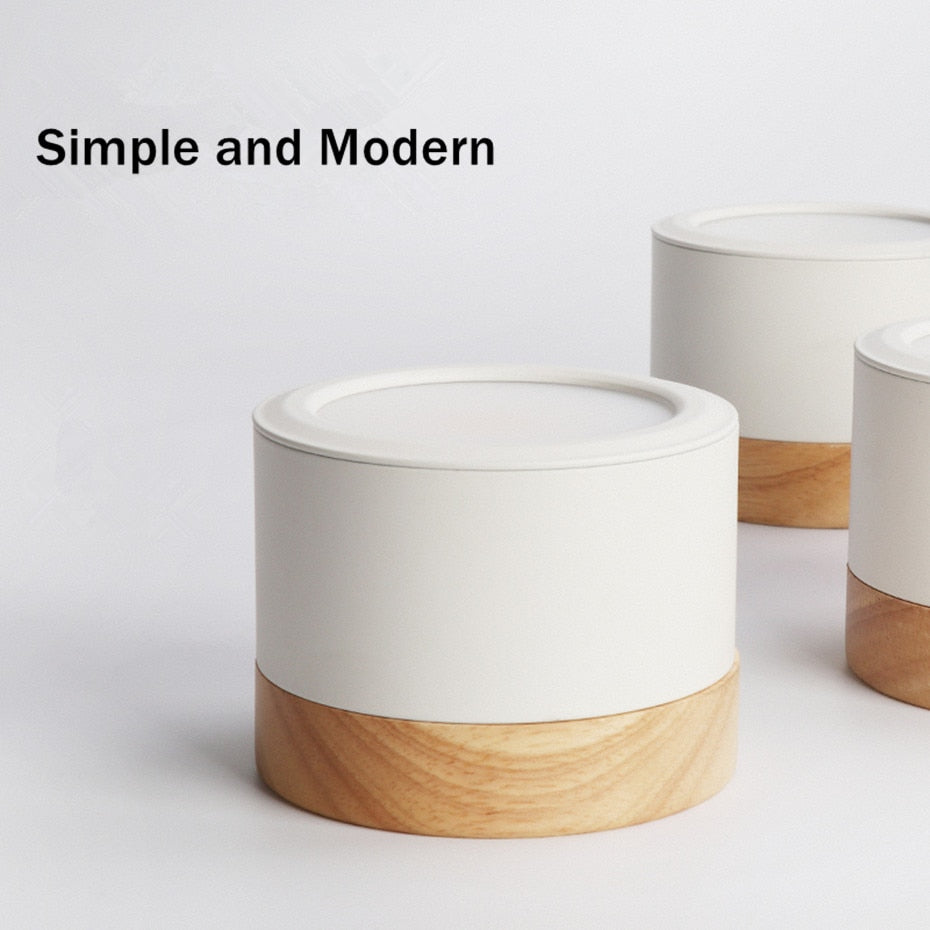 LED Downlight Dimmable 5W 12W Led Surface Mounted Ceiling Downlight Nordic Iron+wood Spot light for indoor Foyer ,Living Room