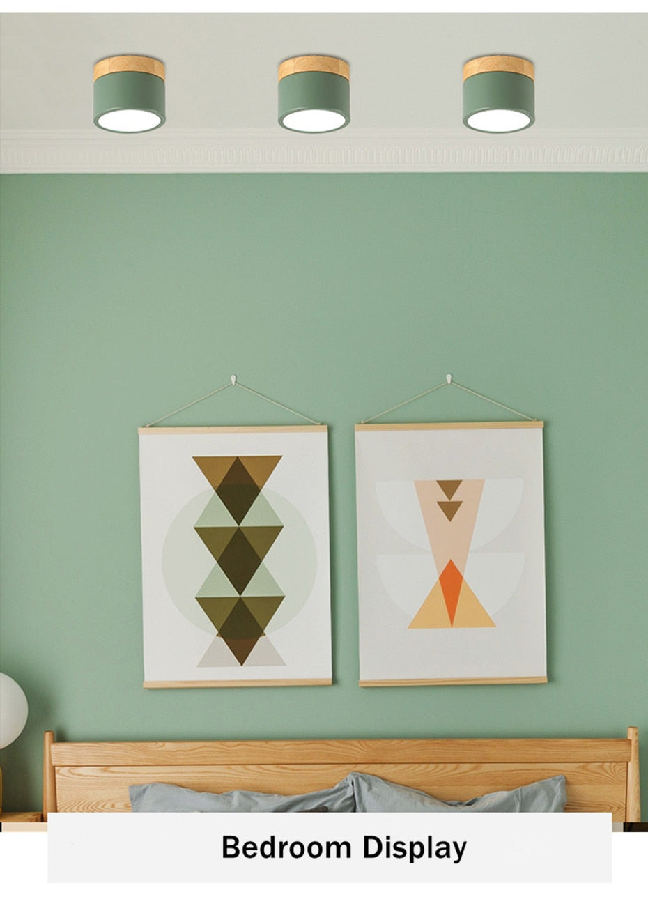 LED Downlight Dimmable 5W 12W Led Surface Mounted Ceiling Downlight Nordic Iron+wood Spot light for indoor Foyer ,Living Room