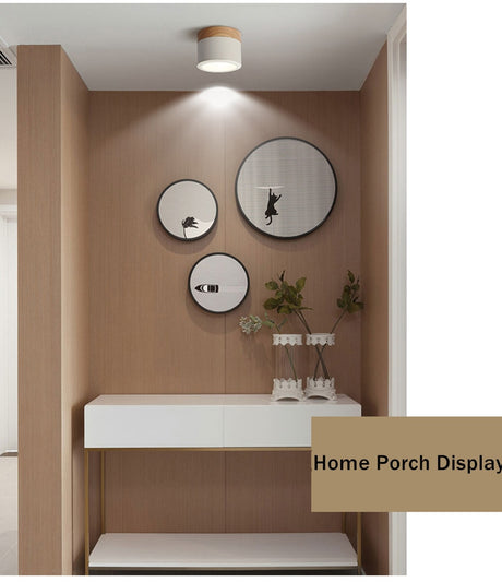 LED Downlight Dimmable 5W 12W Led Surface Mounted Ceiling Downlight Nordic Iron+wood Spot light for indoor Foyer ,Living Room