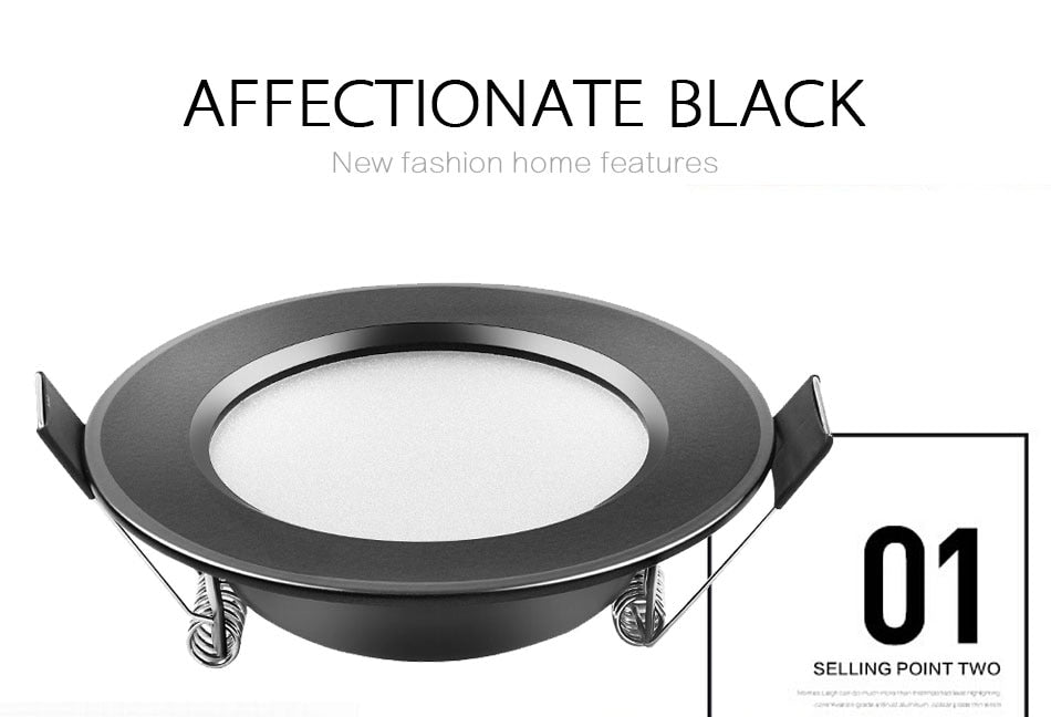 led downlight lamp Black waterproof 3w 5w 7W 9W 12W 15W led spot 220V 230V ceiling recessed downlights round led panel light
