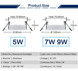 LED Downlight Super Bright Recessed LED Light Dimmable 5W 7W 9W LED Spot light LED decoration Ceiling Lamp AC/DC 12V