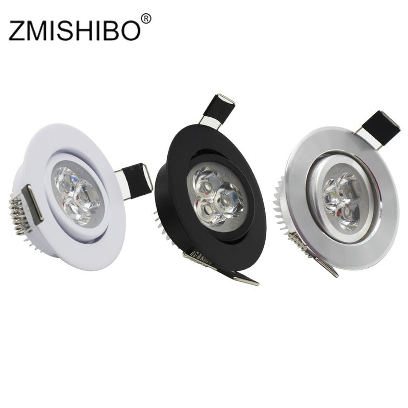 ZMISHIBO LED Downlights 50-55mm Cut Hole 3W 110V-240V White Silver Black 3000K 6000K Living Room Recessed Ceiling Spot Lamp CE