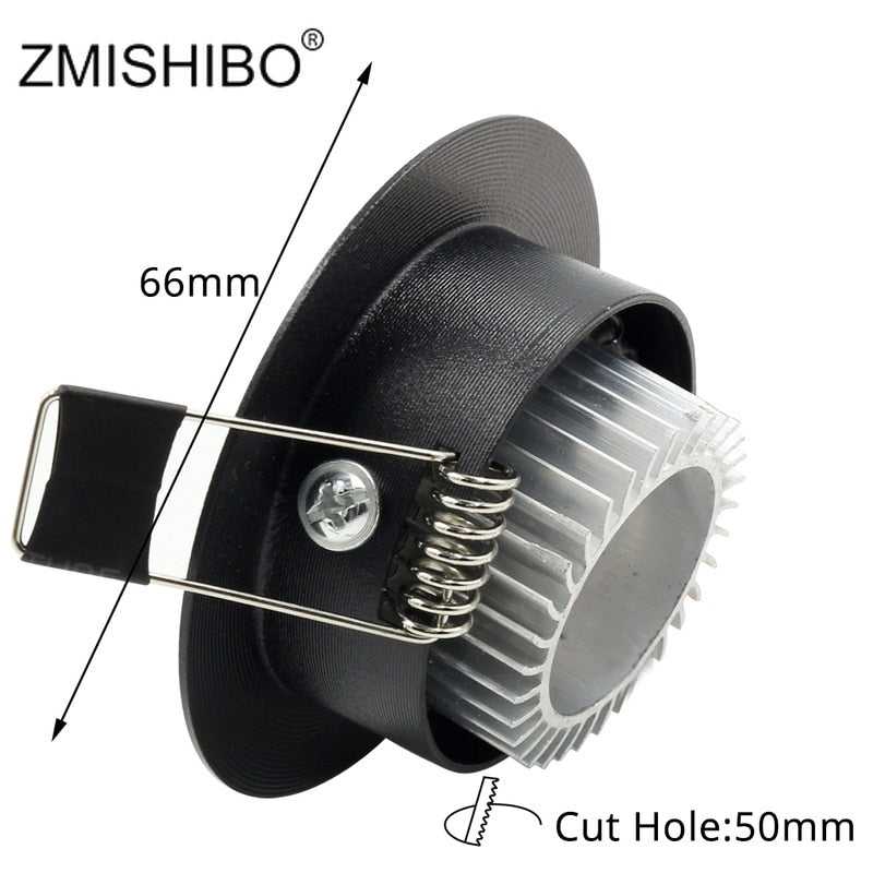 ZMISHIBO LED Downlights 50-55mm Cut Hole 3W 110V-240V White Silver Black 3000K 6000K Living Room Recessed Ceiling Spot Lamp CE