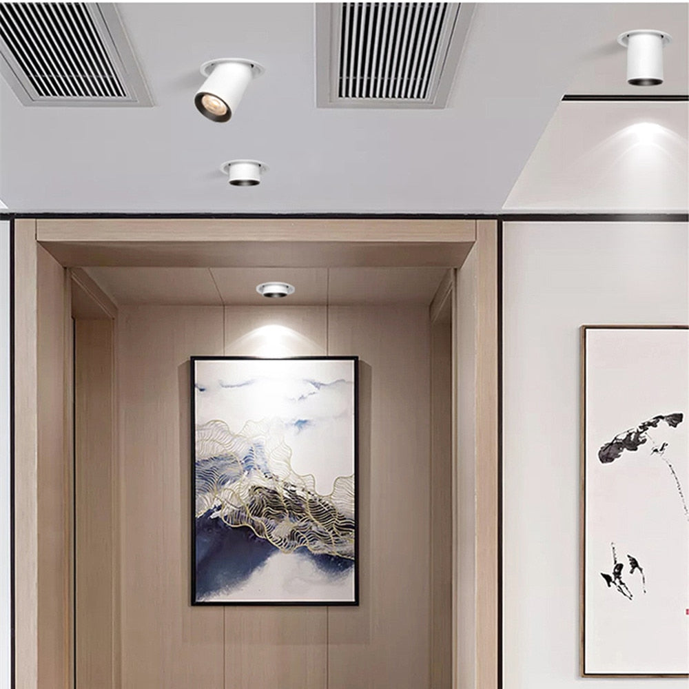 DBF Stretchable Recessed Ceiling Downlight 7W 10W 12W Black/White 360° Degree Rotatable 3000K/4000K/6000K Ceiling Spot Light