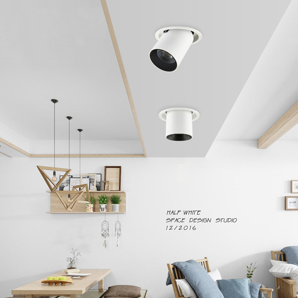 DBF Stretchable Recessed Ceiling Downlight 7W 10W 12W Black/White 360° Degree Rotatable 3000K/4000K/6000K Ceiling Spot Light