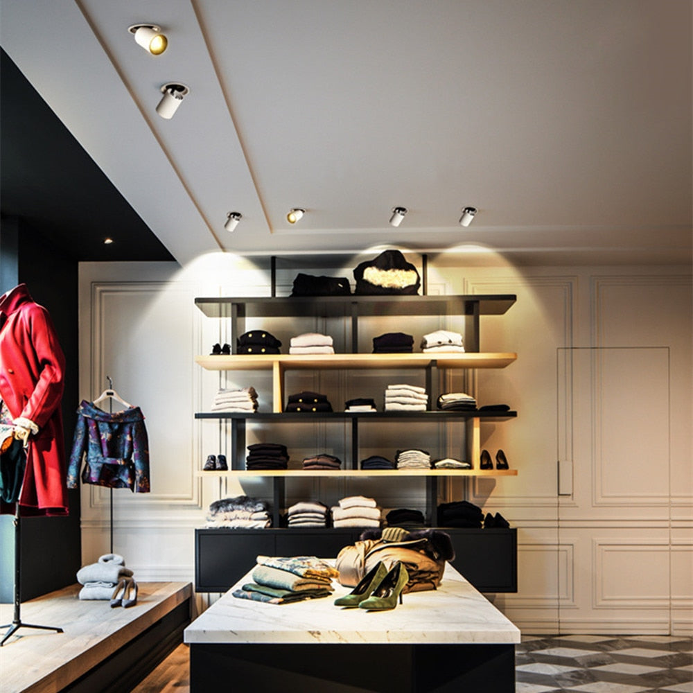 DBF Stretchable Recessed Ceiling Downlight 7W 10W 12W Black/White 360° Degree Rotatable 3000K/4000K/6000K Ceiling Spot Light