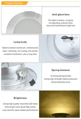 LED Downlight Ceiling silvery 5W 9W 12W 15W 18W Warm white/Cold white Led Light AC 220V 230V 240V